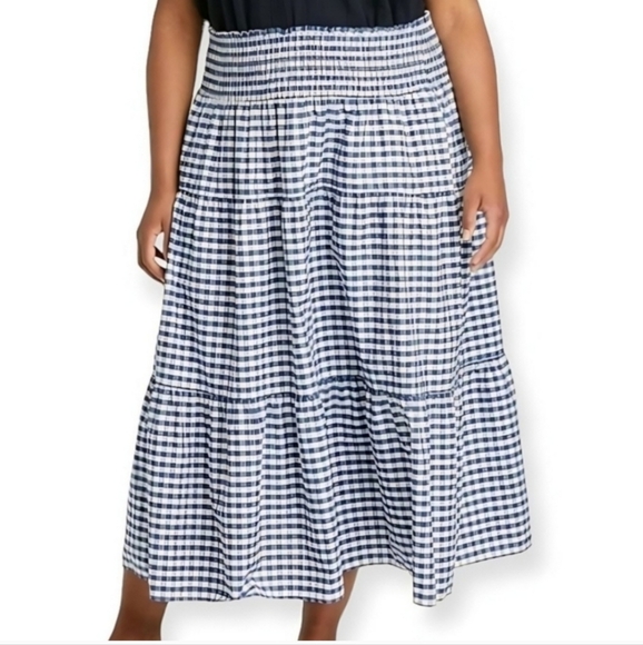 Universal Thread Women Blue and White Gingham Tiered Midi Skirt Plus Size 4X NWT - Picture 5 of 9